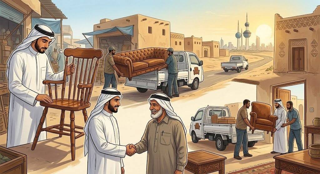 فريق عمل محترف يقوم بتقييم وشراء ونقل الأثاث المستعمل ضمن خدمات شراء اثاث مستعمل حي الخزامي لضمان تقديم أفضل الأسعار وخدمة سريعة وموثوقة.