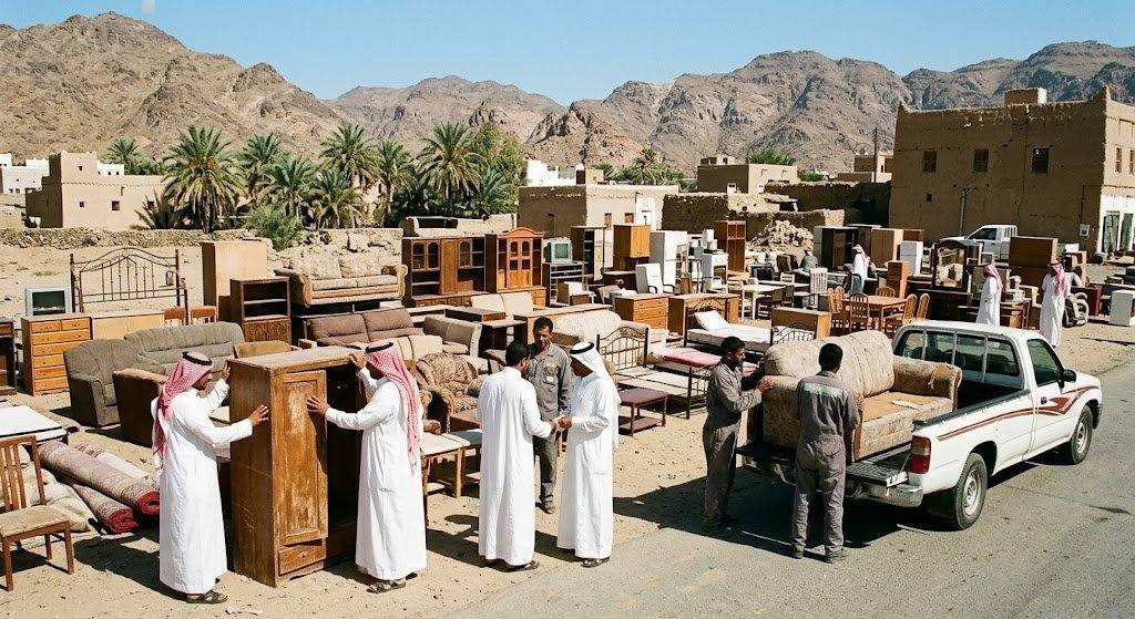 مجموعة من قطع الأثاث المستعمل بحالة جيدة ومجهزة للتقييم والبيع ضمن خدمات شراء الأثاث المستعمل في حي الرمال لتوفير تجربة مريحة ومجزية.