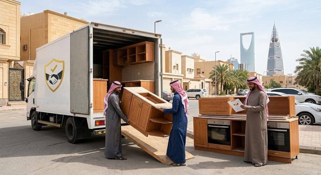 فريق عمل محترف يقوم بتقييم وتغليف ونقل الأثاث المستعمل بدقة وعناية باستخدام أحدث المعدات ضمن خدمات شراء الاثاث المستعمل حي الملز لضمان تقديم أفضل الأسعار وراحة العملاء.